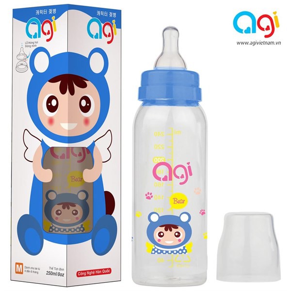 [Hàng Chính Hãng] Bình sữa AGI Cổ Hẹp Có Van Chống Sặc Hàn Quốc Cho Bé  - 60ml/140ml/250ml - Xuất Xứ Hàn Quốc