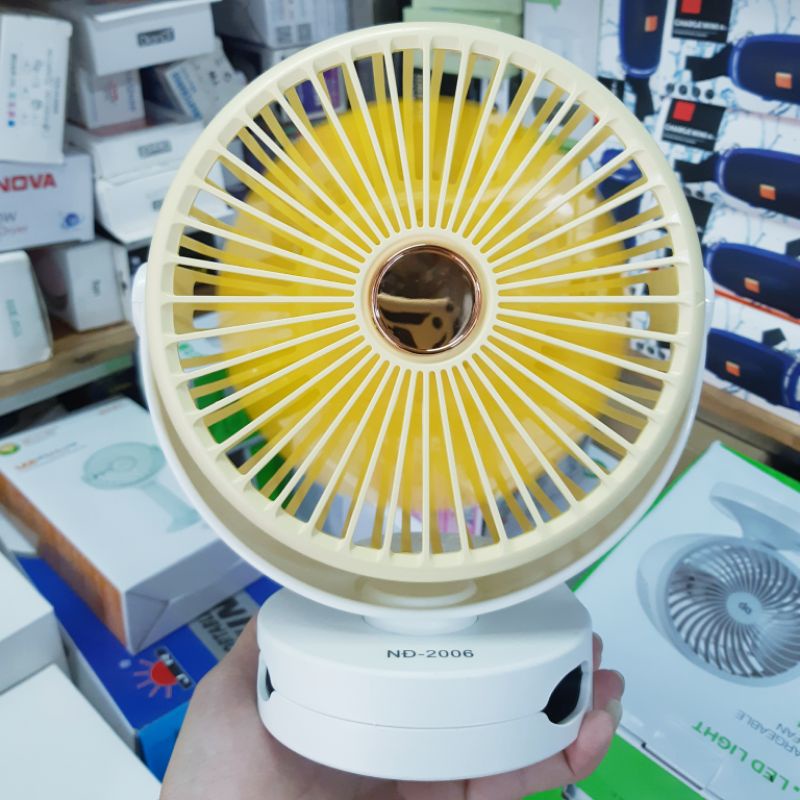 Quạt Sạc Kẹp Có Đèn LED NĐ-2006