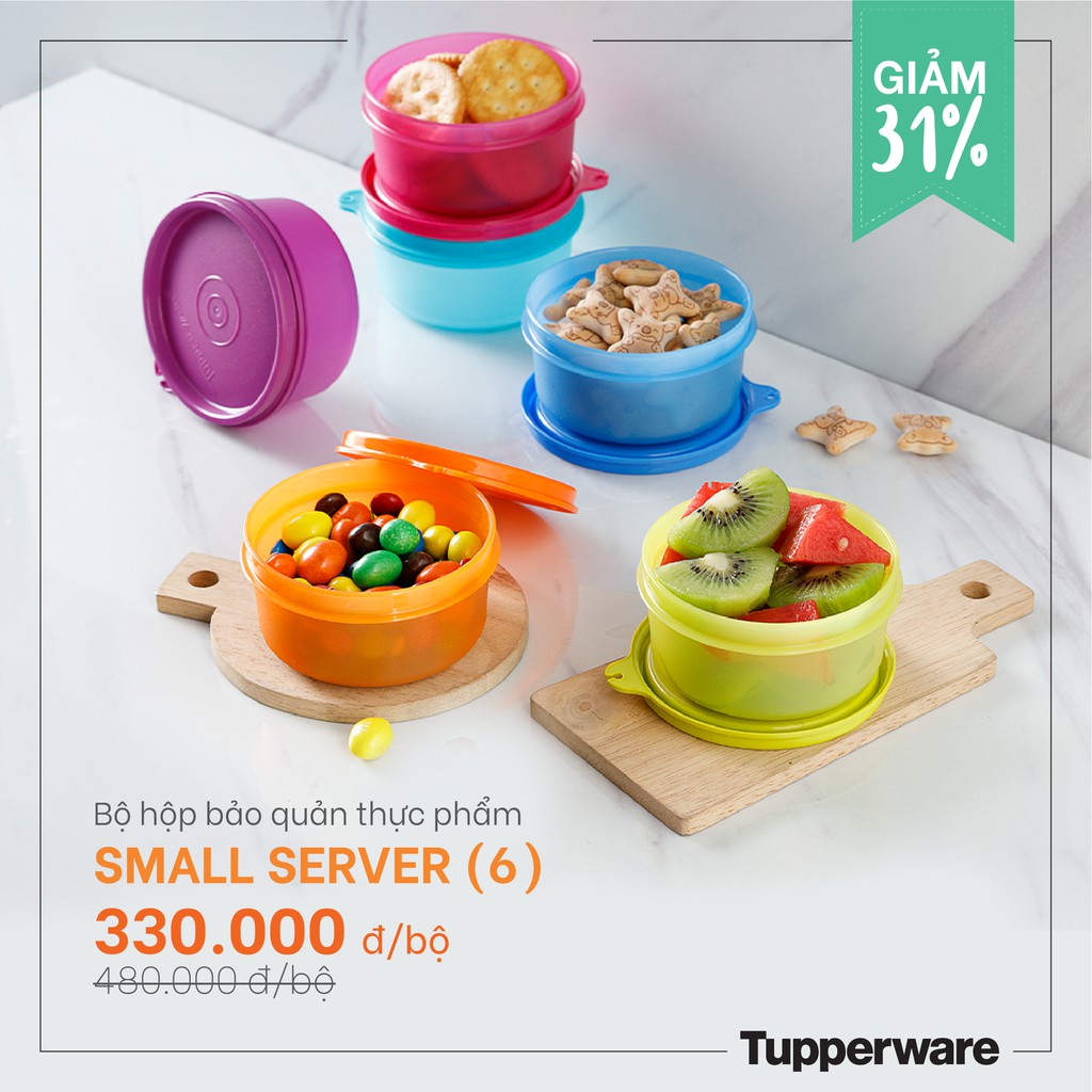 Hộp bảo quản Tupperware 💕Freeship💕Bộ 6 hộp bảo quản thực phẩm trữ mát và trữ khô Small Server 200ml