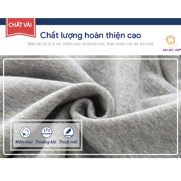 Áo nỉ cho bé WELLKIDS WAPYPY áo nỉ dài tay cổ lọ 5 phân 2 lớp lót lông thu đông 2023
