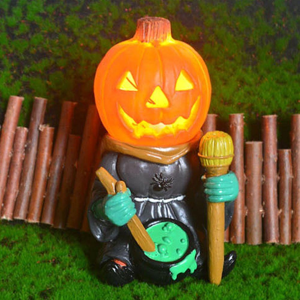 KENT1 Pumpkin Knight Light Halloween Landscape Sculpture Statue Garden Ornament