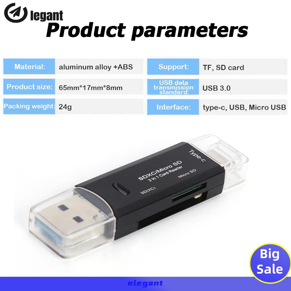 Đầu Đọc Thẻ Nhớ Usb 3.0 3 Trong 1