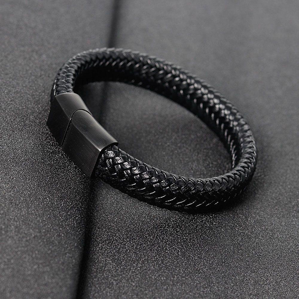 MXGOODS Leather Bracelet 20.5 cm Vintage Multilayer Stainless Steel Gift For Men Women Wristband Black Brown Color Bangles