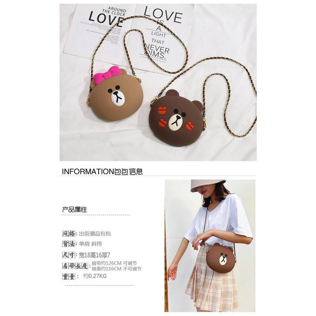 Doledo Túi Đeo Vai Đựng Điện Thoại / Tiền Xu Bằng Silicon Cỡ Lớn Hình Gấu Nâu Hoạt Hình Dễ Thương Cho Bé