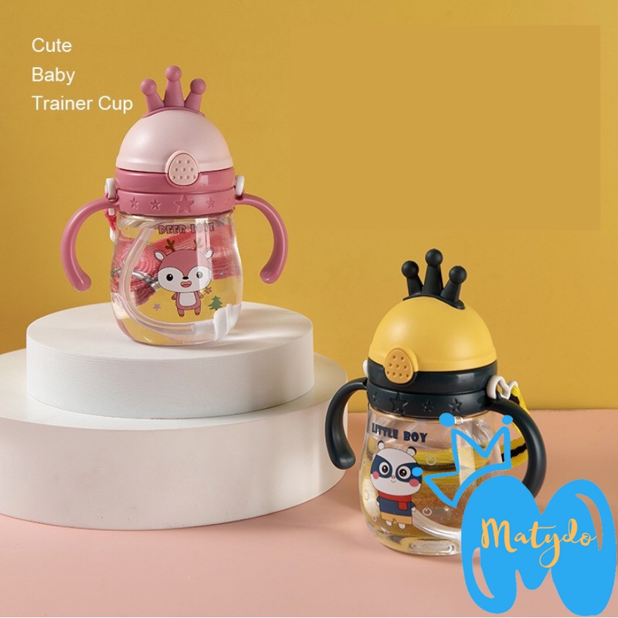 Bình nước cho bé có quai đeo nắp bật ống hút mềm mại cao cấp chống sặc an toàn cho trẻ BN64