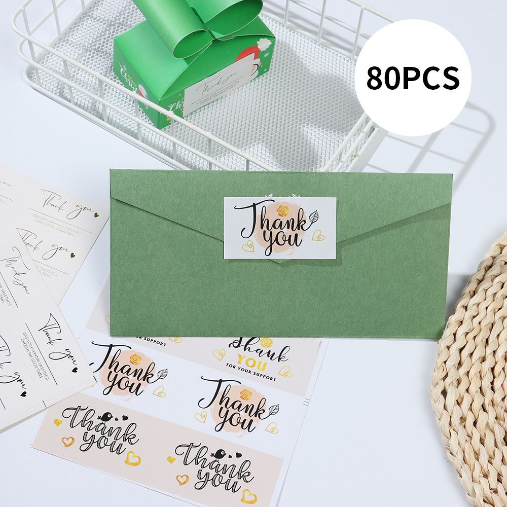 Set 80 Miếng Dán Chữ Thank You Dùng Trang Trí Gói Quà Diy