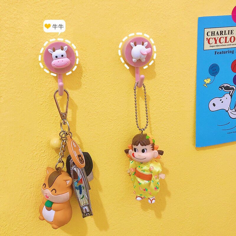 Set 2 Móc Treo Đồ Dán Tường Đa Năng Tiện Dụng Hoạ Tiết Đáng Yêu, Móc Dính Tường Đôi, Móc Nhựa Nhiều Màu