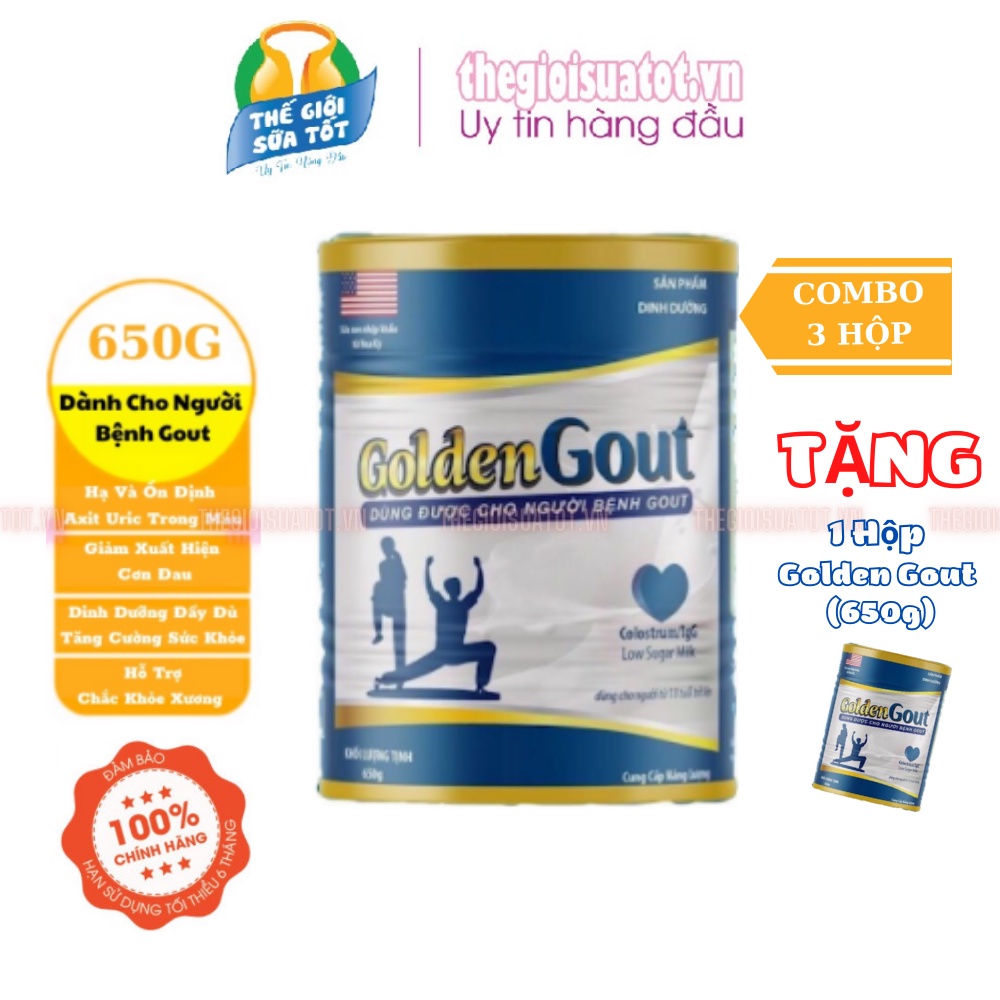 [Mua 3 Tặng 1] Combo 3 Hộp Sữa Golden Gout - 650G / Hộp - Bổ Sung Dưỡng Chất Cho Người Bị Gout - DATE MỚI