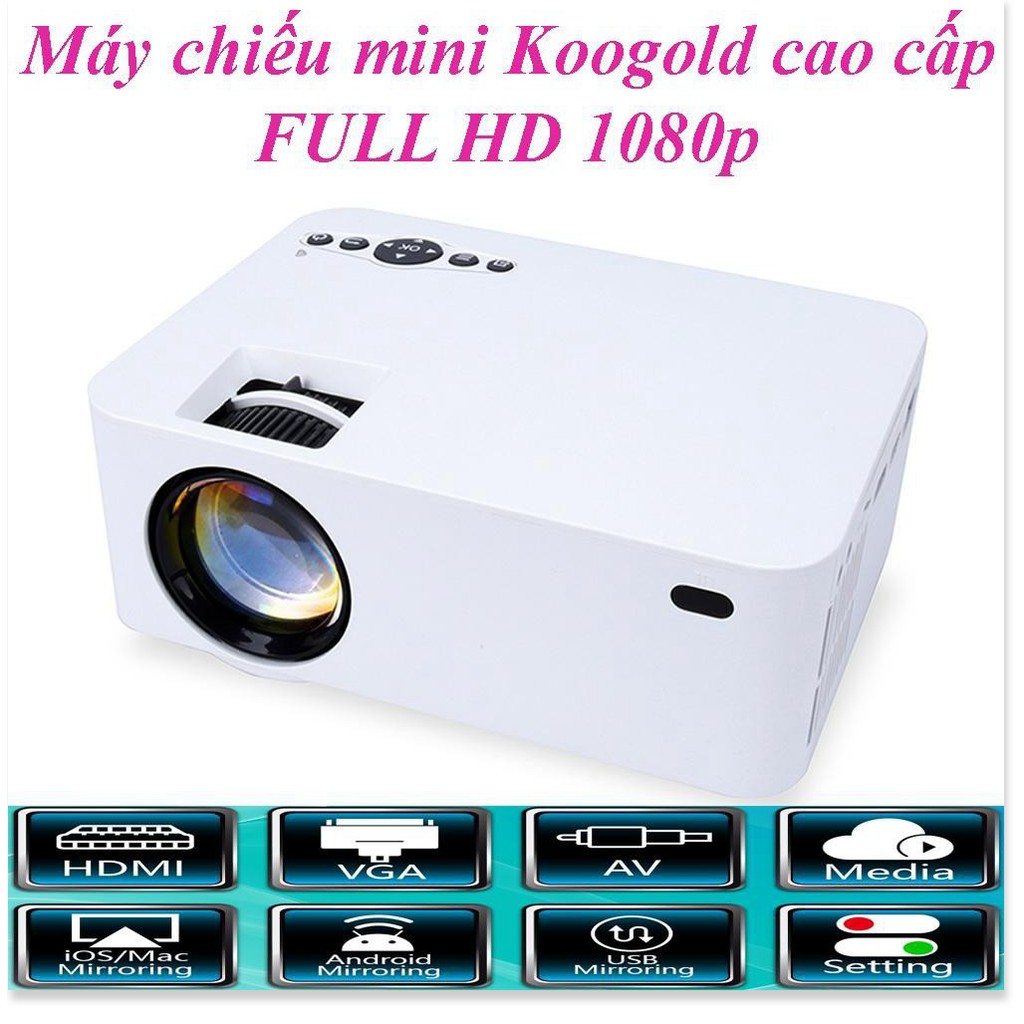 Máy Chiếu Mini Kết Nối Điện Thoại KOOGOLD ✔chính hãng✔️ Full HD, Kết Nối Wifi, Điện Thoại, Độ Phân Dải Cao, Sắc Nét. Bảo