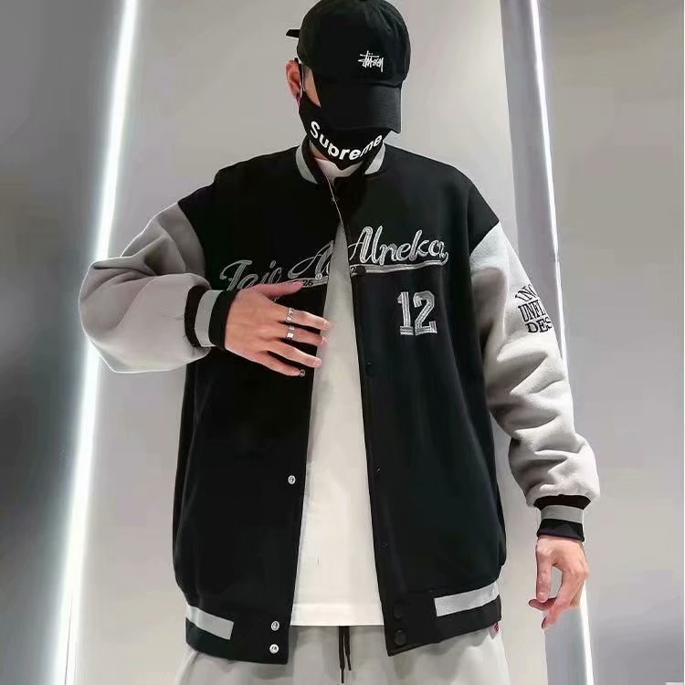 Áo khoác bóng chày dáng rộng thời trang hiphop đường phố 10 màu M-3XL