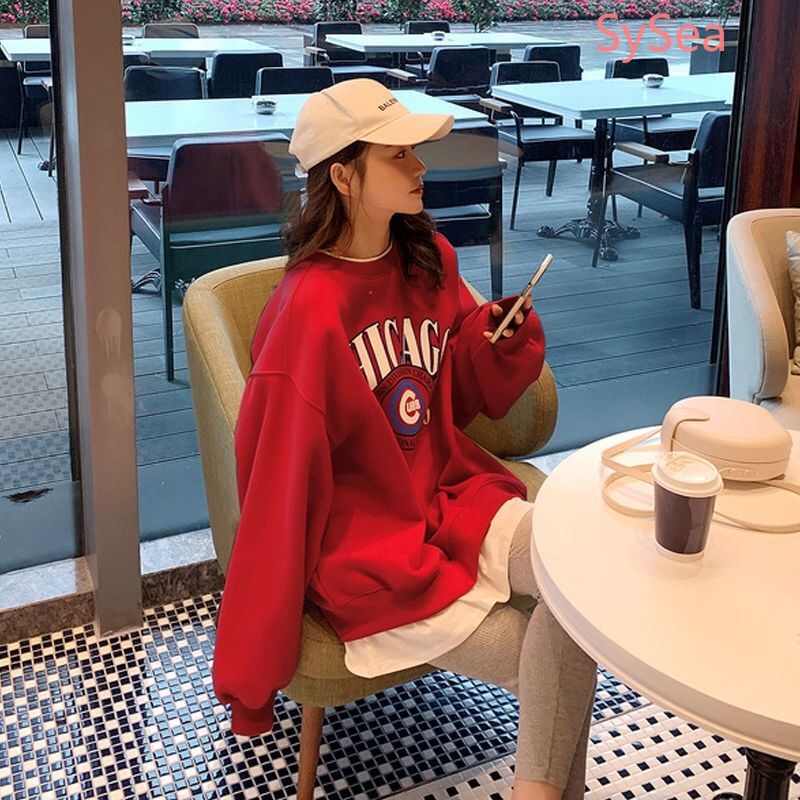 Áo Sweater Cổ Tròn Dáng Rộng In Hình Dễ Thương Dành Cho Nữ