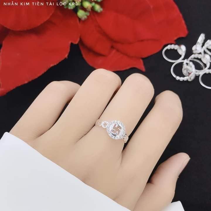 Nhẫn kim tiền chữ Vạn bạc ta, Nhẫn kim tiền bạc chữ Vạn-Minh Tâm Jewelry