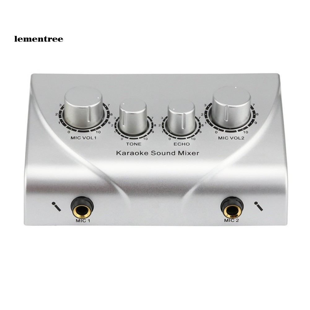 ✡WYB✡Portable Dual Microphone Inputs Audio Sound Mixer for Amplifier Karaoke KTV