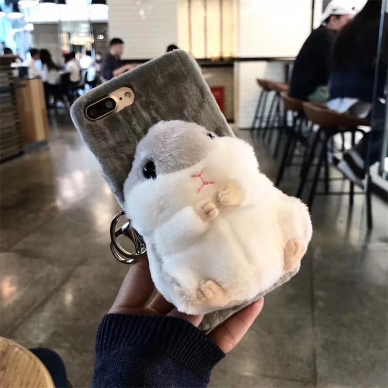 Winter cartoon plush hamster doll suitable for iphone6/6S/6Plus/6SPlus super cute 7/8/7Plus/8Plus/x/xs/xs max Tricholoma matsutake 11/11pro max