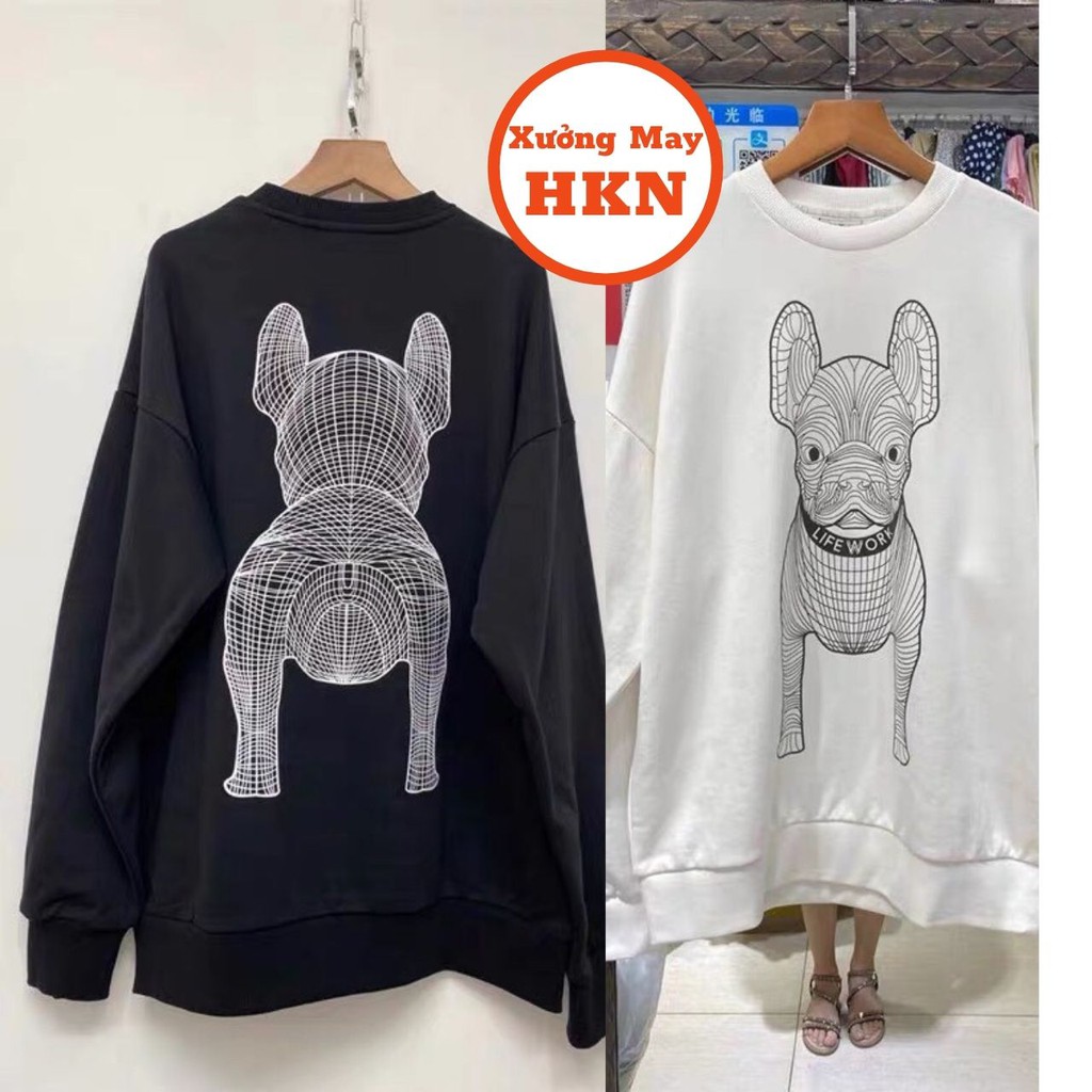 Áo Hoodie Nỉ Sweater Nam Nữ In Viền Thú Cưng Life Work Mã 694 Xưởng May HKN