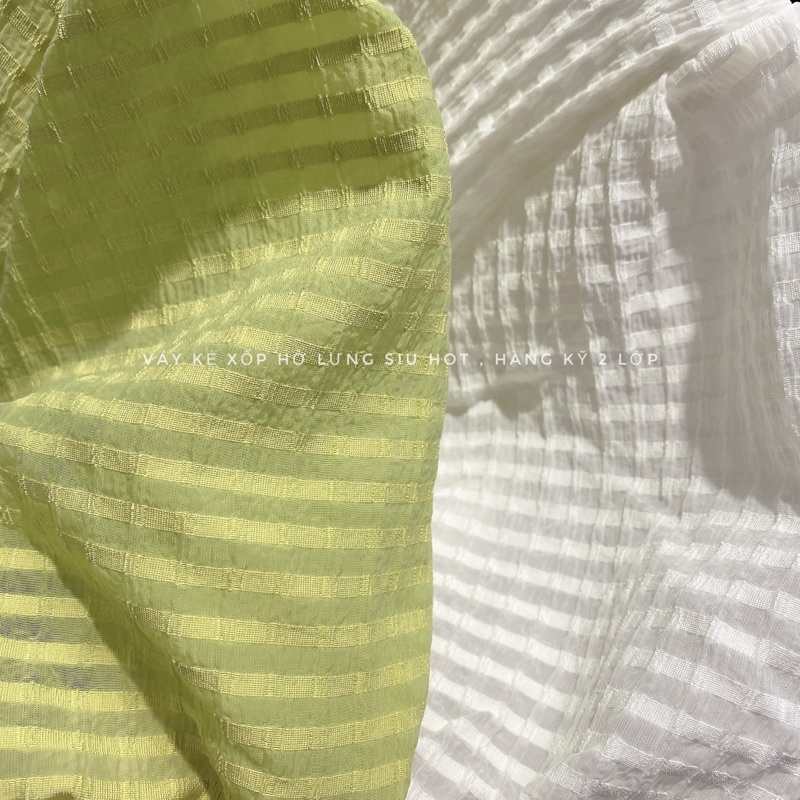 [ 𝐅𝐑𝐄𝐄 𝐒𝐇𝐈𝐏 ] VÁY XỐP KẺ HỞ LƯNG CHẤT XỐP QC CAO CẤP HÀNG MAY KỸ 2 LỚP CHUẨN FORM LĂM Ạ