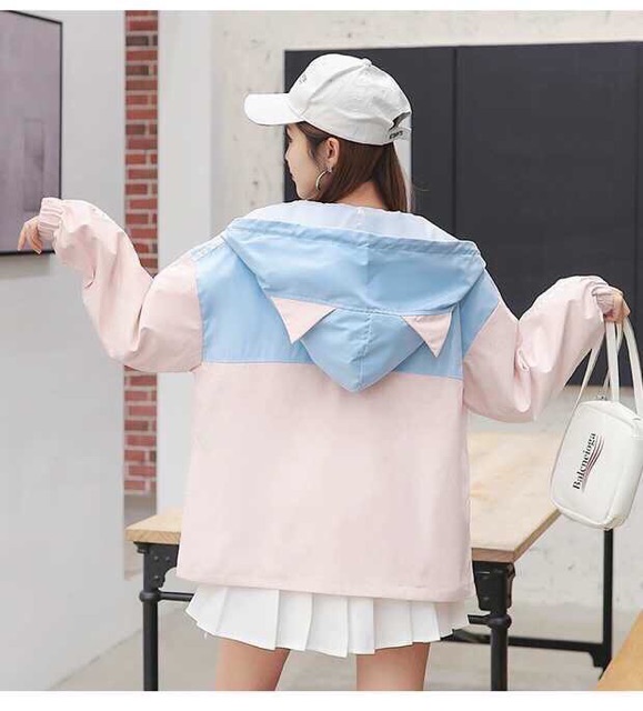 ÁO KHOÁC DÙ HAI LỚP PHỐI TAI MÈO SIÊU DỄ THƯƠNG