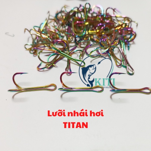 Lưỡi nhái hơi TITAN , Lưỡi câu đôi TITAN dùng để câu lure, câu cá lóc làm bằng Titan , Ngạnh dài và chắc chắn
