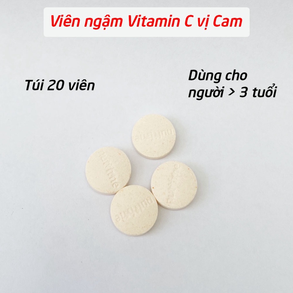 Viên ngậm bổ sung Vitamin C 10mg vị cam tăng cường sức đề kháng, ngừa chảy máu chân răng - túi 10 viên