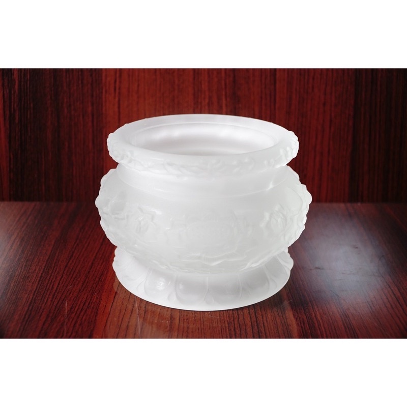 Bát Nhang Lưu Ly Trắng Mờ Sen Nở Cao Cấp