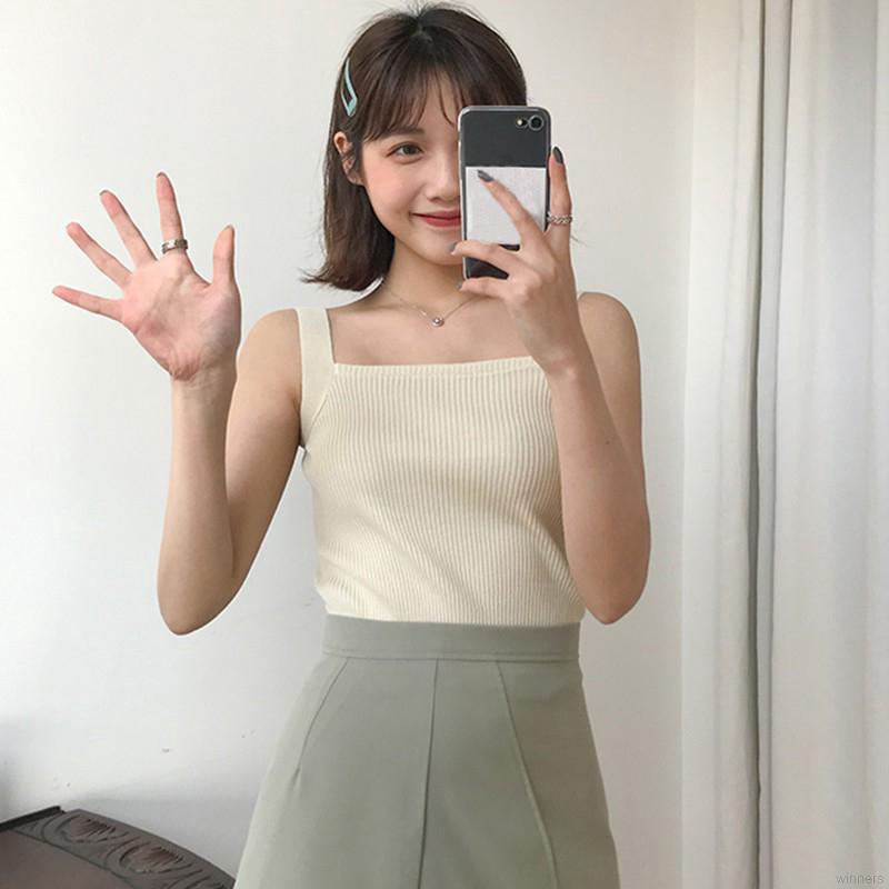 Áo Dệt Kim Nữ Cổ Vuông Màu Trơn Phong Cách Hàn Quốc | BigBuy360 - bigbuy360.vn