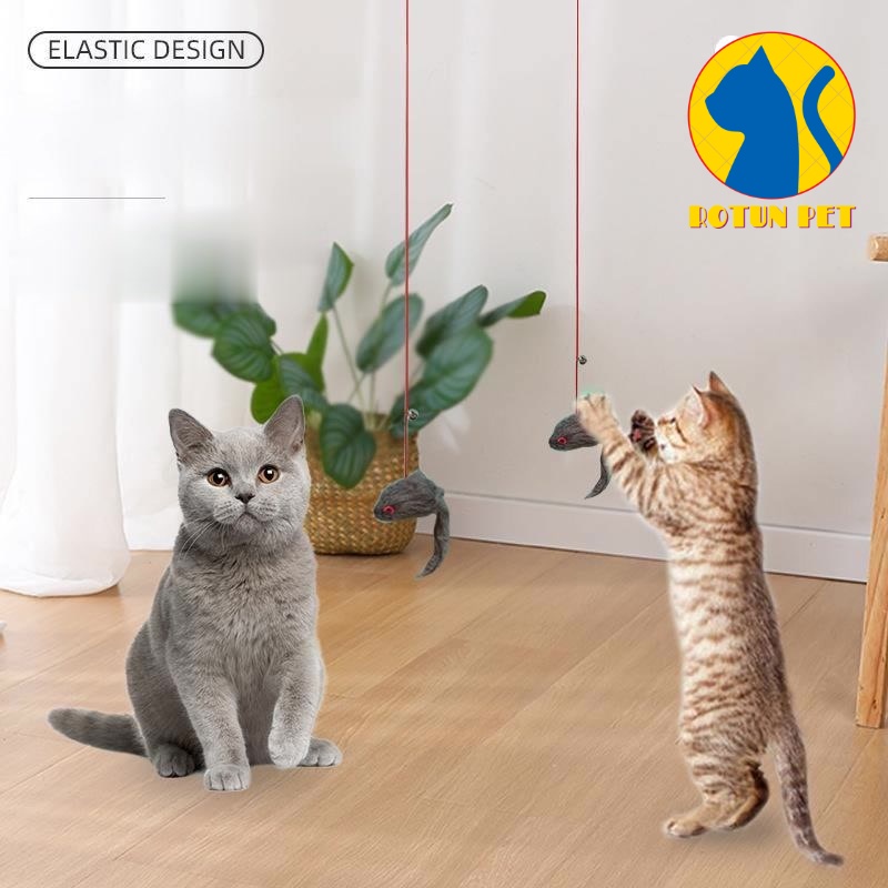 Đồ chơi dây treo gắn tường dành cho chó mèo hình con chuột giả, đồ chơi đuổi bắt
