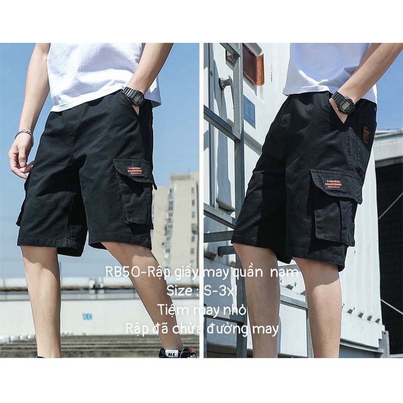 RB50_Rập giấy may quần sooc nam túi hộp