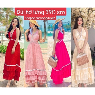 Hot váy maxi đũi đuôi bèo  hở lưng quảng châu