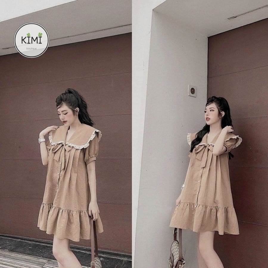 Đầm bầu ngắn tay M335 chất cát hàn thời trang thiết kế freesize từ 45 đến 70kg