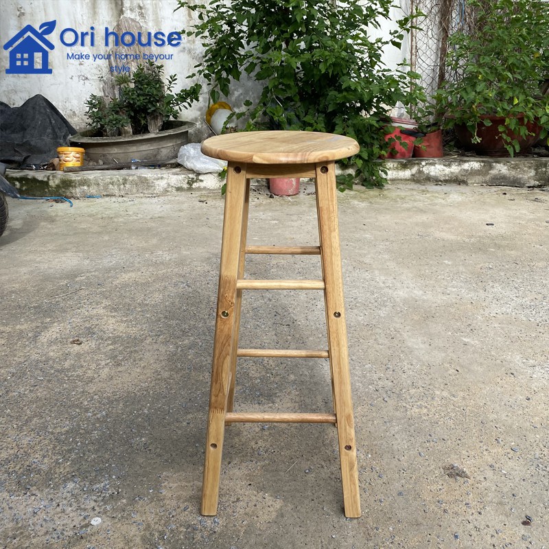 Ghế đôn gỗ cao su lắp ráp - Ghế qoài bar cao 80cm - Nội thất Ori