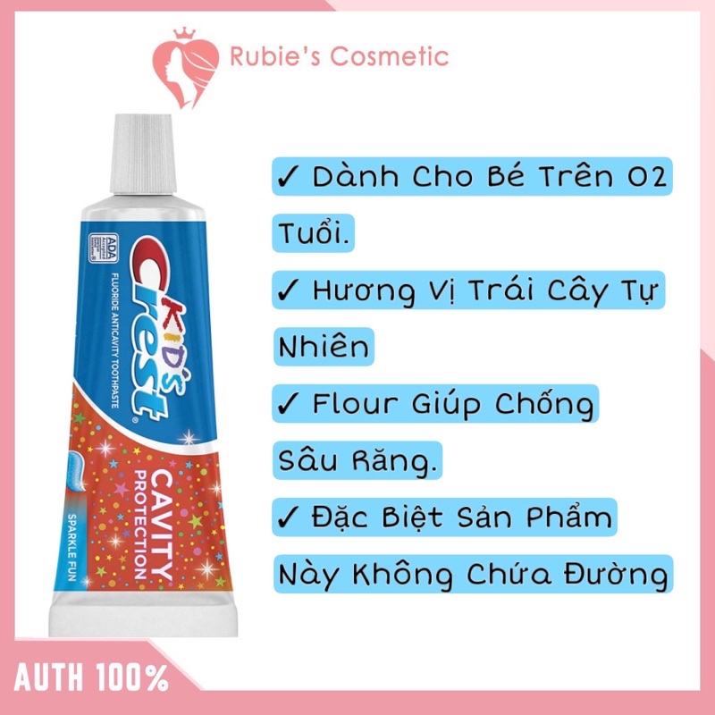 [Bill US]Kem Đánh Răng Crest Kids Cavity Protection An Toàn Cho Bé 130g