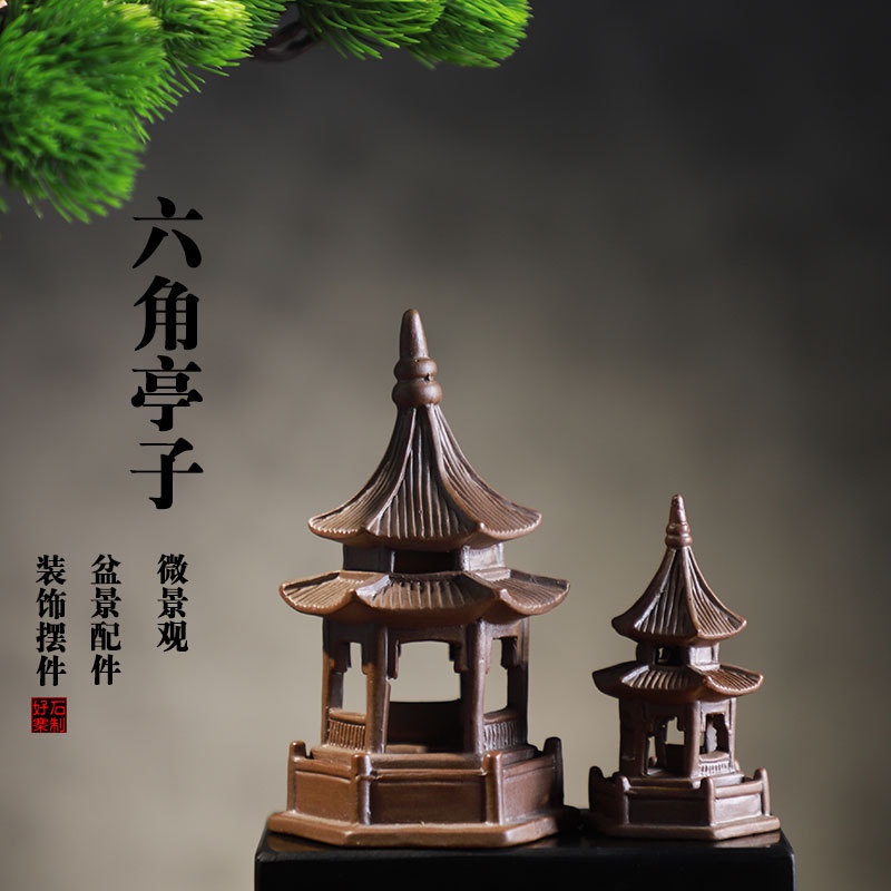 Lầu trang trí tiểu cảnh bonsai- Mô hình lầu, đình chùa, đền, điện trang trí tiểu cảnh bonsai phối lũa