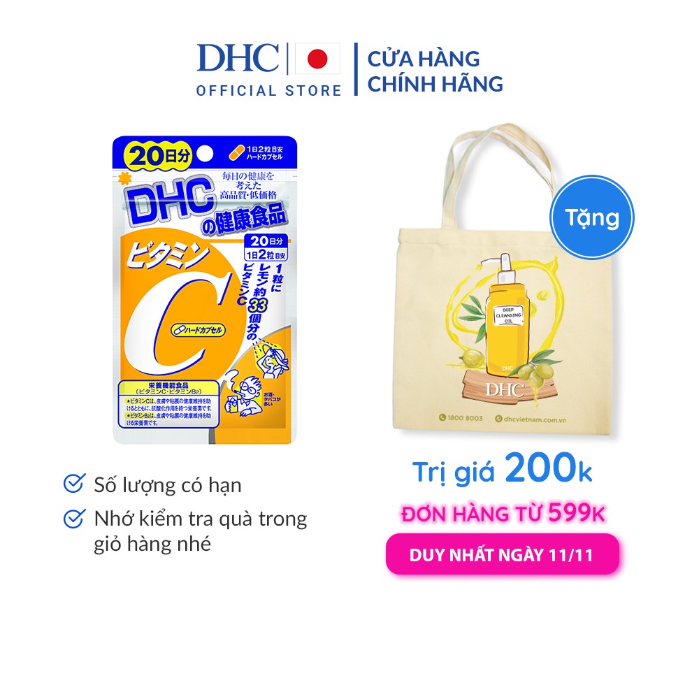 Viên uống DHC Bổ sung Vitamin C Nhật Bản 40v/gói và 120v/gói
