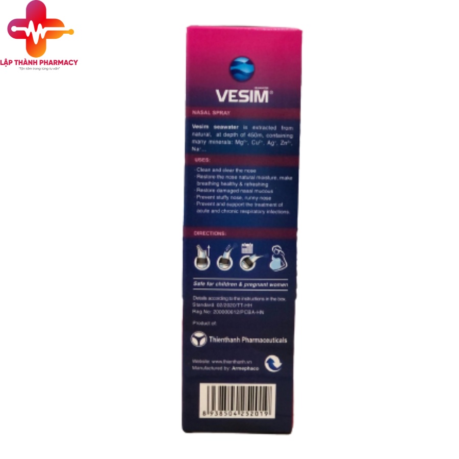 XỊT MŨI NƯỚC MUỐI BIỂN VESIM TRẺ EM, PHÒNG NGỪA NGHẸT MŨI, VIÊM MŨI, VIÊM XOANG