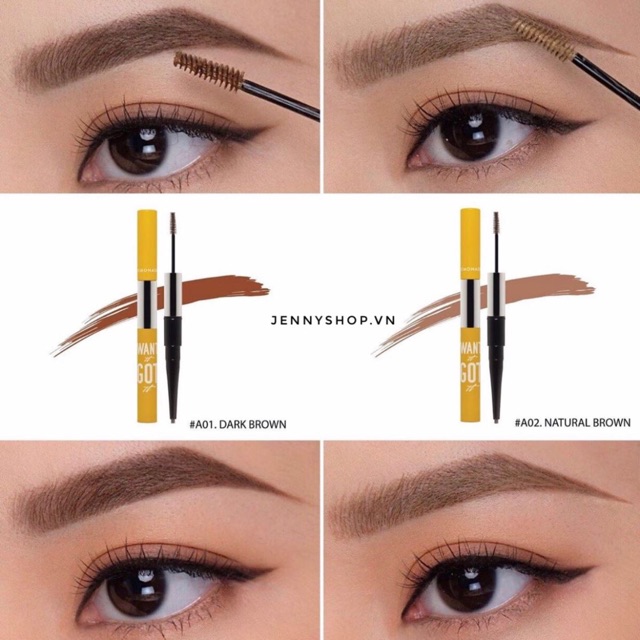 [Chì mày + Mascara lông mày] Chì kẻ mày 2 đầu LEMONADE Want It Got màu Natural Brown và Dark Brown | BigBuy360 - bigbuy360.vn