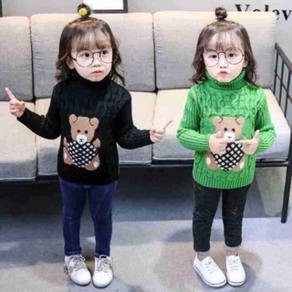 ❌HÌNH GẤU❌ÁO LEN THỪNG CỔ LỌ