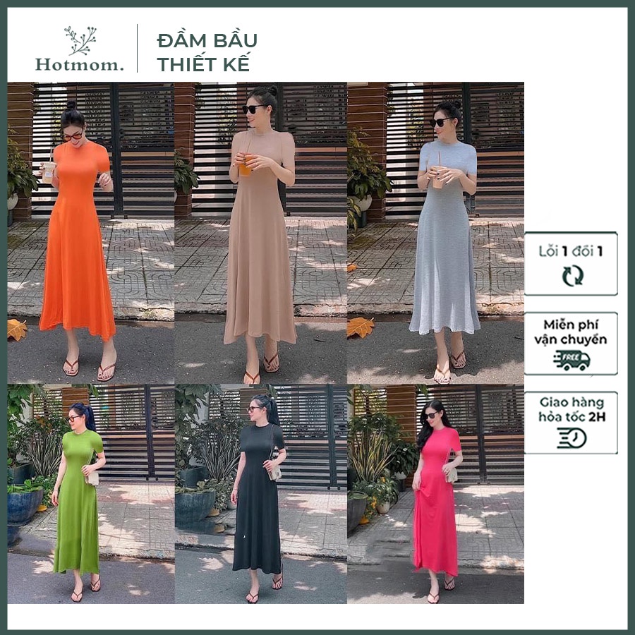(HÀNG CHÍNH HÃNG) Đầm body thun lạnh, dày dặn, lên dáng siêu xinh, chất xịn 6 màu váy đầm bầu thiết kế