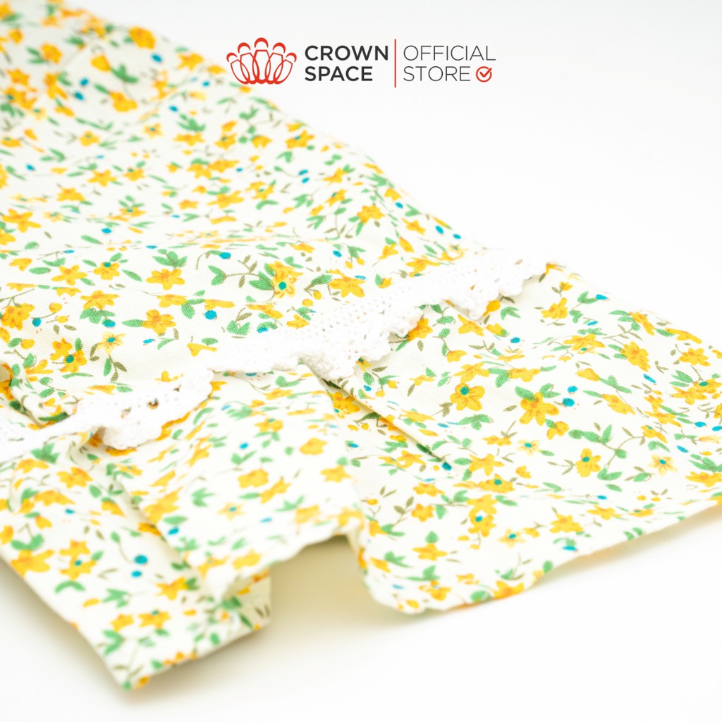 Váy Hoa Nhí Xanh Matcha Cho Bé Gái Crown Kids CKGS2810615.Y Size Từ 2-6