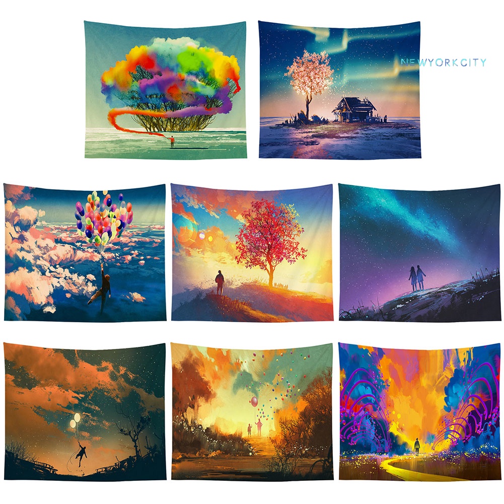 Thảm Treo Tường Họa Tiết Cây Xanh / Bong Bóng Màu Sắc Tươi Sáng Trang Trí Phông Nền