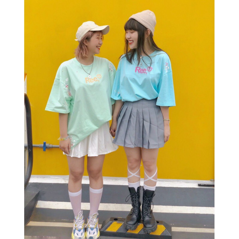 ÁO THUN VẨY SƠN THỦ CÔNG VER.1 MÀU XANH BABY BLUE