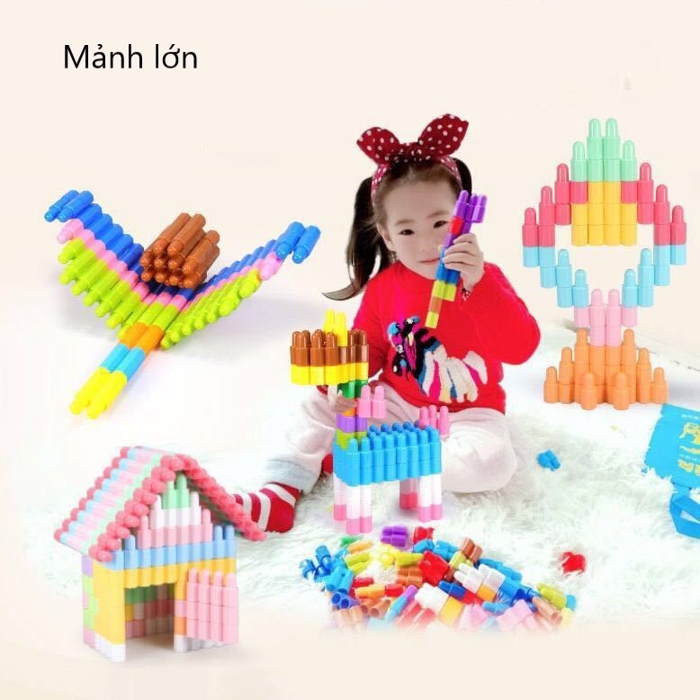 Hộp đồ chơi lắp ráp luyện trí thông minh tai thỏ. Đồ chơi xếp hình lego cho bé.