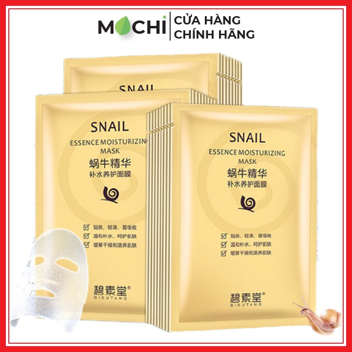 Mặt Nạ Ốc Sên Vàng Collagen Dưỡng Trắng Da Cấp Ẩm Trẻ Hóa Mask Giấy Snail Bisutang Nội Địa Cao Cấp MOCHI SHOP