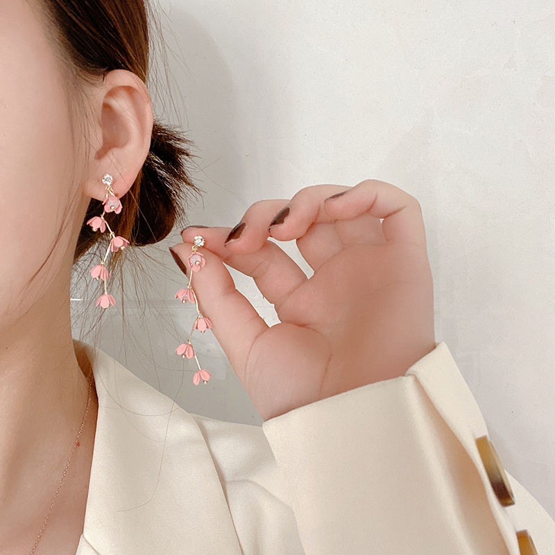 Bông Tai Mạ Bạc 925 Hình Hoa Dễ Thương Phong Cách Mùa Xuân 2022