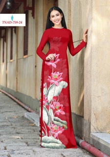Vải áo dài in hoa sen đẹp