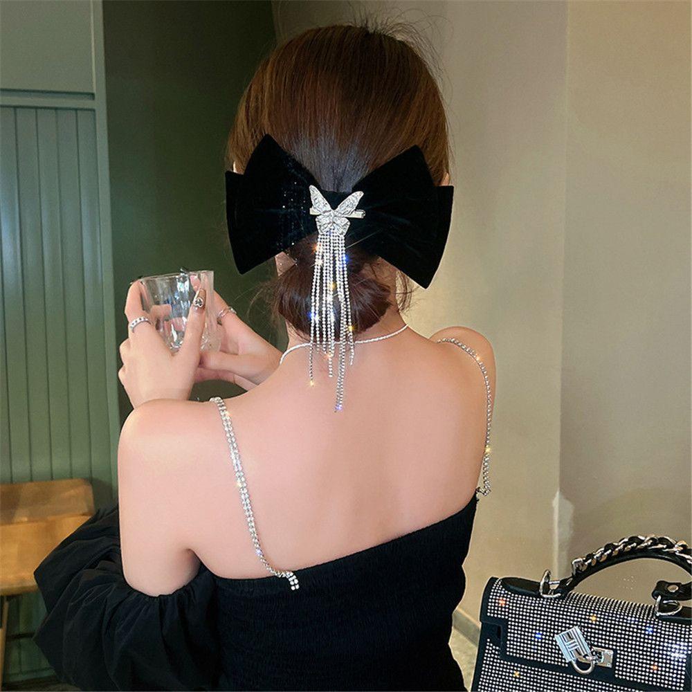 Kẹp Tóc Hình Nơ Thời Trang Dành Cho Nữ|Dây Tua Rua Xinh Xắn Chất Lượng