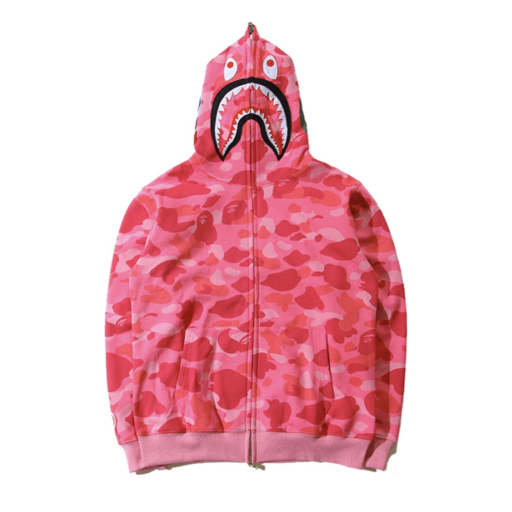 Áo khoác Bape cá mập WGM thêu,Bape 1màu đỏ tím  xanh dương hồng xanh  lá cây nam nữ