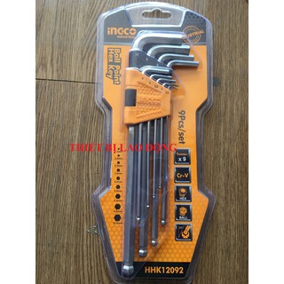 Bộ lục giác bi dài 9 chi tiết ingco hhk12092
