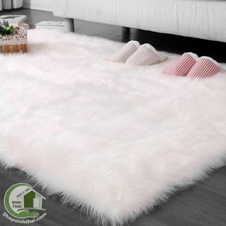 [ 1,6m x 2m ]  Thảm lông xù màu trắng, thảm lông trang trí chụp hình ảnh