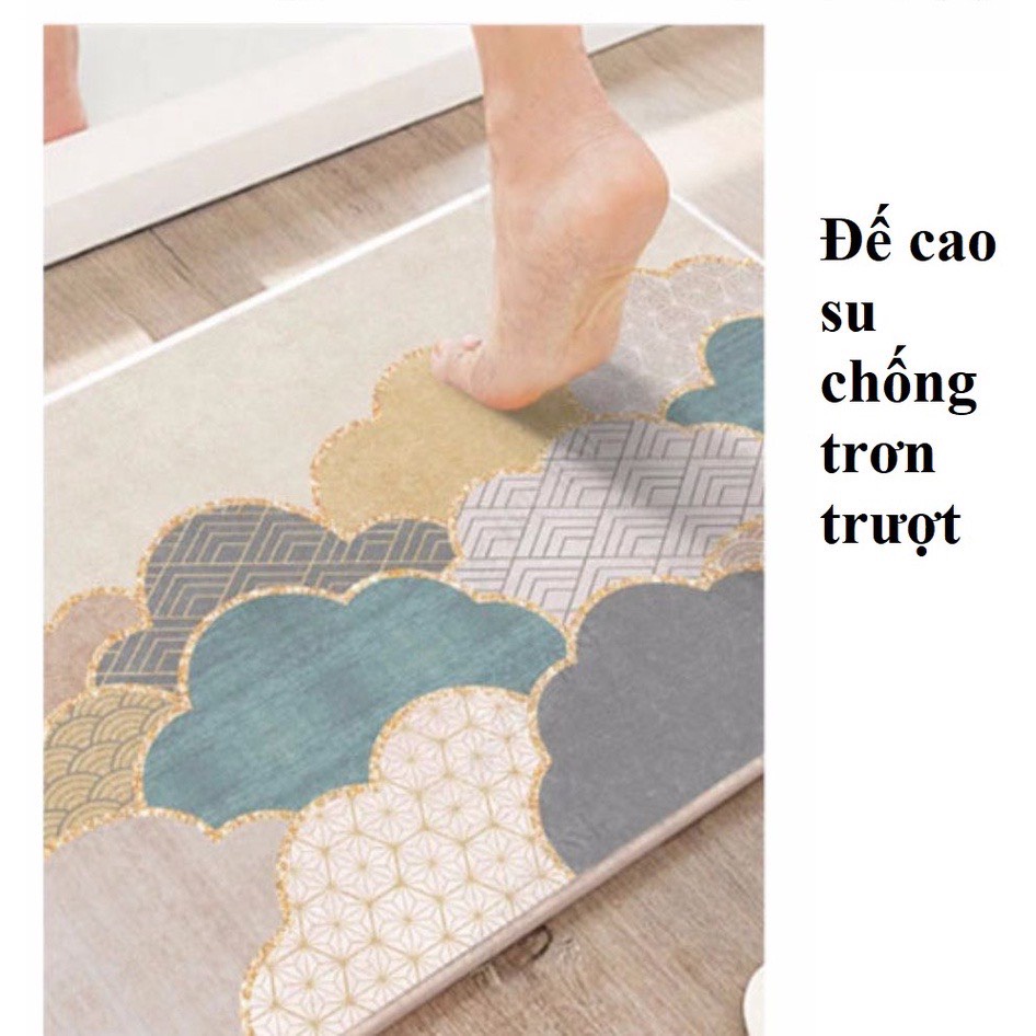 Thảm chùi chân họa tiết VÂN MÂY chất liệu lì Bali giá rẻ kích thước 40x60cm