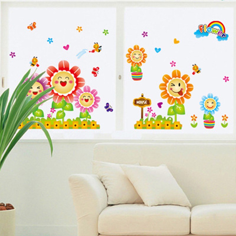 Decan dán chân tường cho bé yêu Hoa mặt trời - decal cao cấp có keo sẵn dán dễ dàng tại nhà AMYSHOP